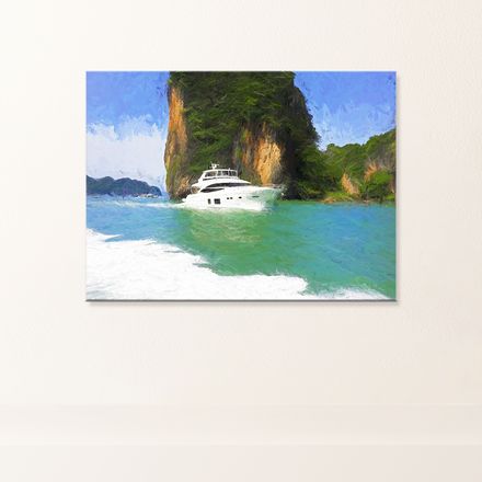 Serene Yacht Sailing in Pang-Nga Canvas Print – 24&quot;x18&quot;, 400dpi, Hand-Stretched – PS123