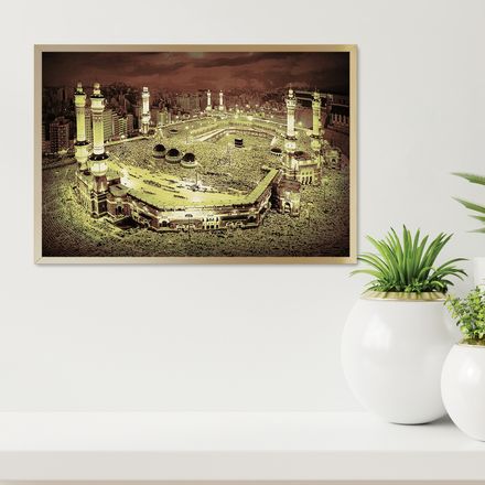 Al-Haram of Makkah Digital Art Poster #HM107 - 36&quot;x24&quot;, High-res 300dpi, Canvas-Like Texture