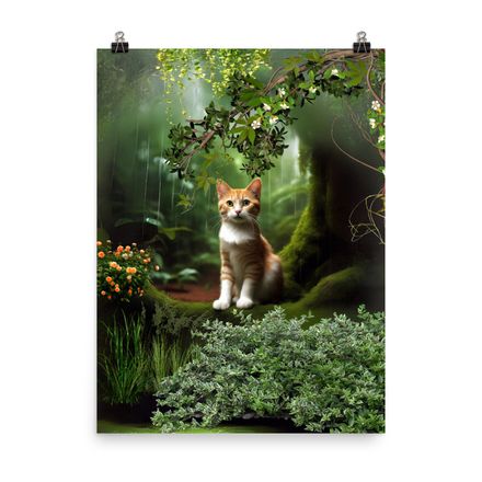 Alone in Jungle Cat Wall Art Poster – 18&quot;x24&quot;, 400dpi, Museum-Quality Paper – Limited Edition AC313