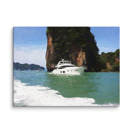 Serene Yacht Sailing in Pang-Nga Canvas Print – 24&quot;x18&quot; | 400dpi | Hand-Stretched – PS121