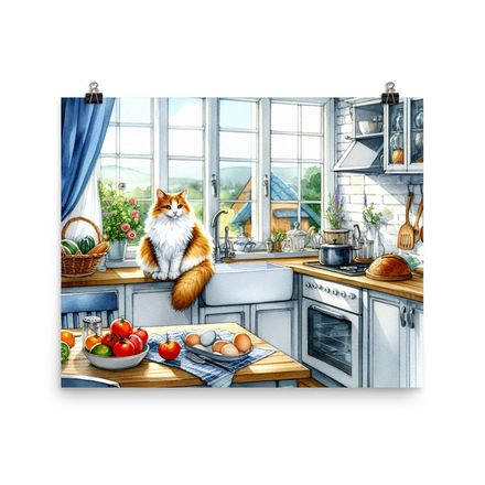 Cute Cozy Cat Wall Art Poster - 20&quot;x16&quot;, 450dpi, Museum-Quality Enhanced Matte Paper – CK129