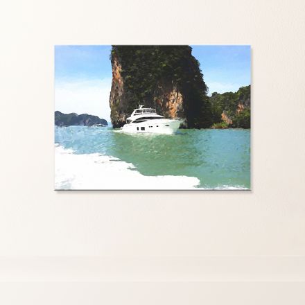 Serene Yacht Sailing in Pang-Nga Canvas Print – 24&quot;x18&quot;, 400dpi, Hand-Stretched – PS101