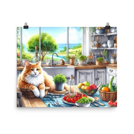 Cute Cozy Cat Wall Art Poster – 20&quot;x16&quot; | 450dpi | Museum-Quality Enhanced Matte Paper – CK132