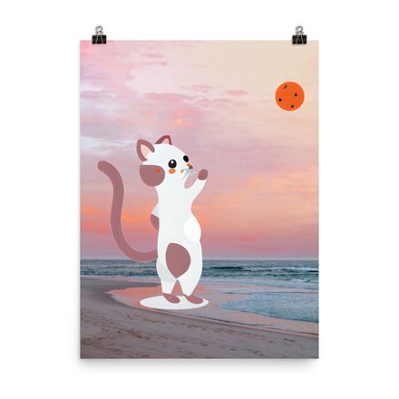 Cute &amp; Playful Cat Wall Art Poster - 18&quot;x24&quot;, 400dpi, Museum-Quality Enhanced Matte Paper - CP143