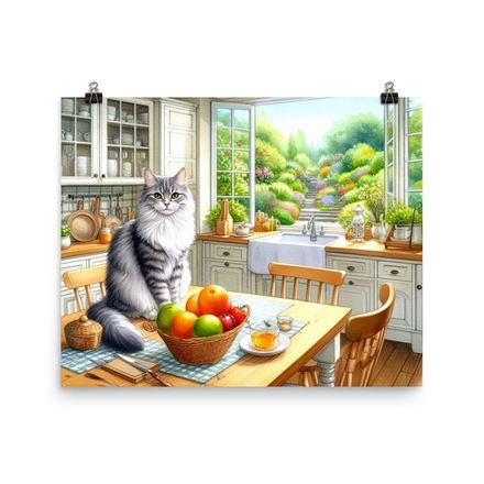 Cute Cozy Cat Wall Art Poster - 20&quot;x16&quot;, 450dpi, Museum-Quality Enhanced Matte Paper – CK128