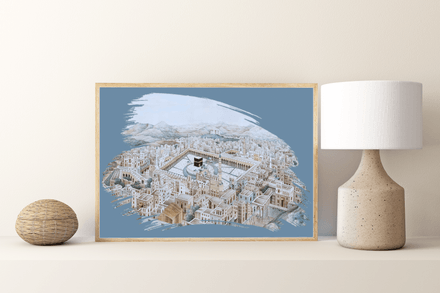 Vintage Makkah 1845: Recreated and Styled Digital Art Poster at 300 dpi - Style 001 (Set of 3 sizes)