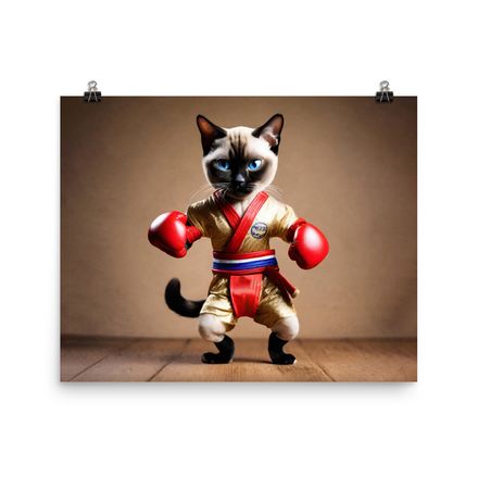 Exclusive Muay Thai Mastering Cat Poster - 20&quot;x16&quot;, 450dpi, Museum-Quality Matte Paper – MT1010