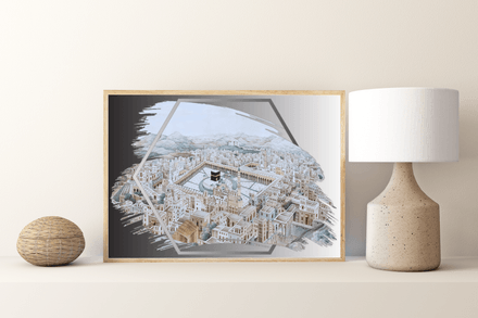 Vintage Makkah 1845: Recreated and Styled Digital Art Poster at 300 dpi - Style 011 (Set of 3 sizes)