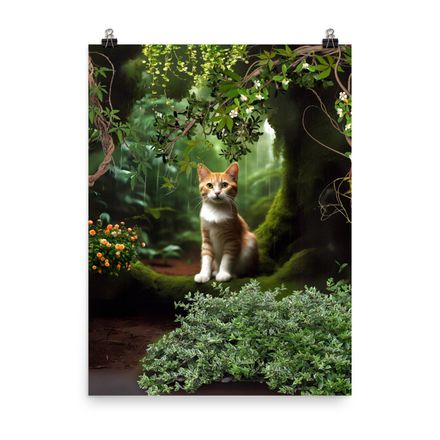 Alone in Jungle Cat Wall Art Poster - 18&quot;x24&quot;, 400dpi, Museum-Quality Enhanced Matte Paper – AC112