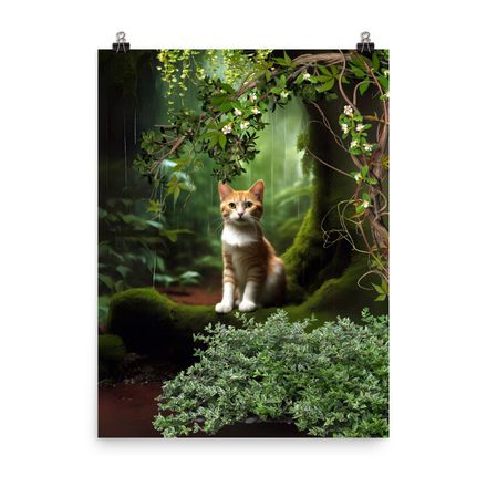 Alone in Jungle Cat Wall Art Poster - 18&quot;x24&quot;, 400dpi, Museum-Quality Enhanced Matte Paper – AC412