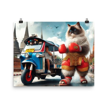 Exclusive Muay Thai Cat on Tour by Tuk Tuk Poster - Limited Edition, 20&quot;x16&quot; Museum-Quality - CT103