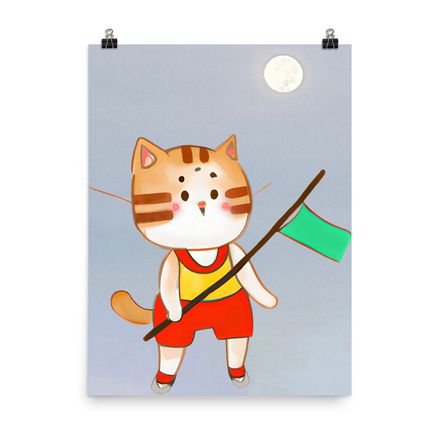 Adorable Sporting Cat Wall Art Poster - 18&quot;x24&quot;, 400dpi, Museum-Quality Enhanced Matte Paper - CP132