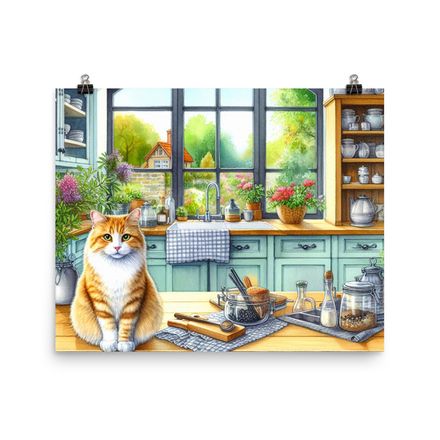 Cute Cozy Cat Wall Art Poster – 20&quot;x16&quot; | 450dpi | Museum-Quality Enhanced Matte Paper – CK131