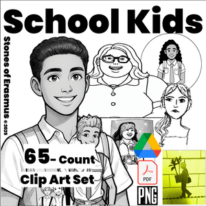 65 Count Diverse School Kids Clip Art PNG Set | Teachers and Sellers