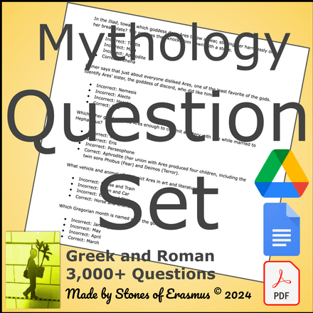 3,000+ Greek and Roman Mythology Editable Question Set for Middle and HS ELA