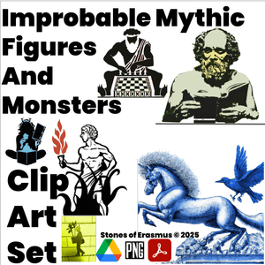 40 Count Improbable Mythic Figures &amp; Monsters Clip Art for Teachers and Sellers