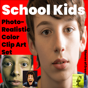 53 Count Photorealistic School Kids Clip Art | PNG Set for Teachers and Sellers
