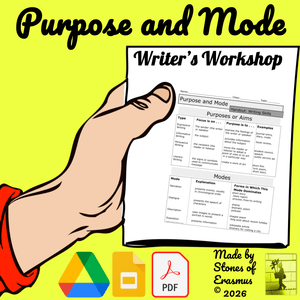 Purpose and Mode in Writing | Writing Handout and ELA Mini-Lesson 8-10 
