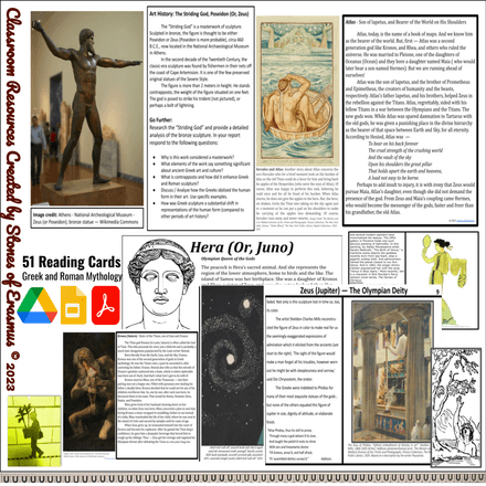 Mythology Carousel Reading Cards – Close Reading Passages for ELA &amp; Humanities 
