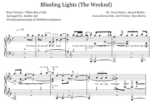 Blinding Lights Piano Easy Sheet Music | The Weeknd
