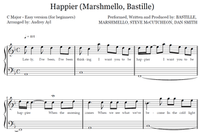 Happier Marshmello Piano Easy Sheet Music 
