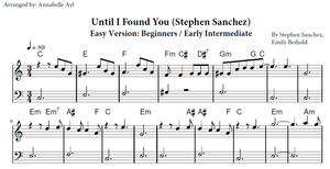 Until I Found You Piano Easy Sheet Music | Stephen Sanchez | Beginner Piano