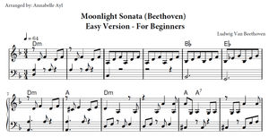 Moonlight Sonata Easy Piano Sheet Music | Ludwig Van Beethoven