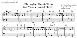 Easy Choosing Texas Piano Sheet Music | Ella Langley