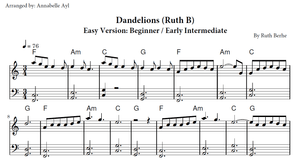 Dandelions Ruth B Piano Sheet Music | Easy Piano | Piano for Beginners