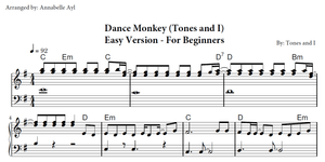 Dance Monkey Easy Piano Sheet Music for Beginners | Tones and I