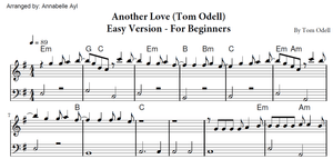 Another Love Piano Sheet Easy | Tom Odell