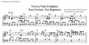 Viva La Vida Easy Piano Sheet Music | Coldplay