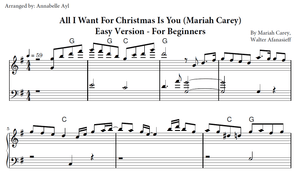 All I Want For Christmas Piano Easy | Sheet Music for Beginners