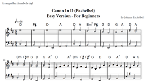 Canon in D Piano Easy Sheet Music | Johann Pechelbel