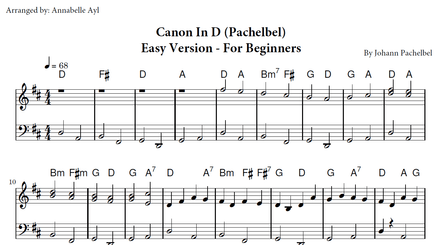 Canon in D Piano Easy Sheet Music | Johann Pechelbel