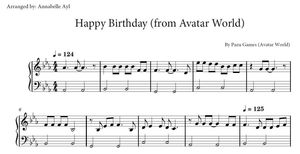 Easy Happy Birthday Avatar World Sheet Music | Video Game Piano Notes