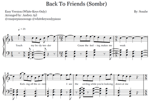 Back to Friends Piano Easy Sheet Music | Sombr