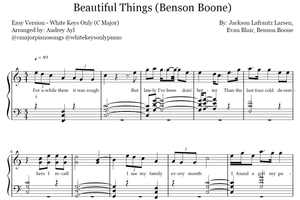 Beautiful Things Easy Piano Sheet Music | Benson Boone