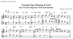 Turning Page Piano Sheet Easy Version | Sleeping At Last | Twilight Movie Song