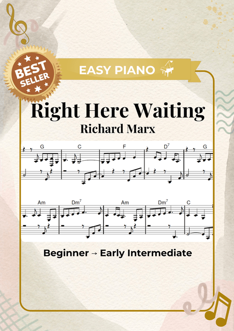 Right Here Waiting Piano Sheet Easy - Simplified Piano Arrangement PDF