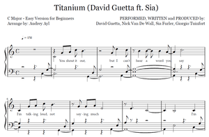 Titanium Piano Sheet Music Easy | David Guetta ft. Sia