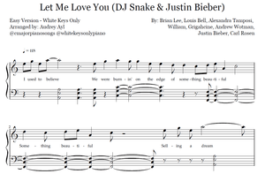 Let Me Love You Justin Bieber Piano Easy | Sheet Music