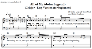 All of Me Piano Notes Easy Sheet Music | John Legend