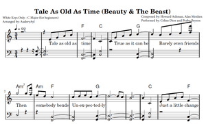Beauty and Beast Piano Sheet Music | Tale as Old as Time Easy Piano