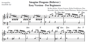 Believer Easy Piano Sheet Music | Imagine Dragons