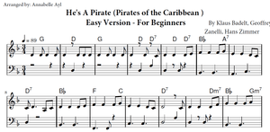He's a Pirate Easy Piano | Pirates of the Caribbean