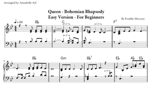 Bohemian Rhapsody Easy Piano | Queen Piano Sheet Music
