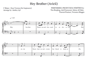 Avicii Hey Brother Piano Easy Sheet Music