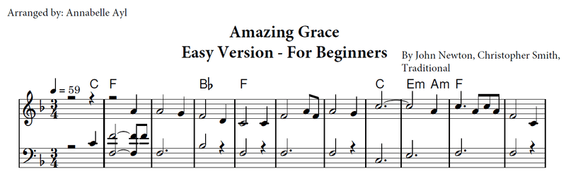 Amazing Grace Piano Notes Easy Sheet Music | Amazing Grace Easy Piano PDF