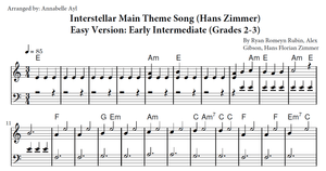 Interstellar Easy Piano Sheet Music | Interstellar Movie Theme Song | Grade 3 Piano